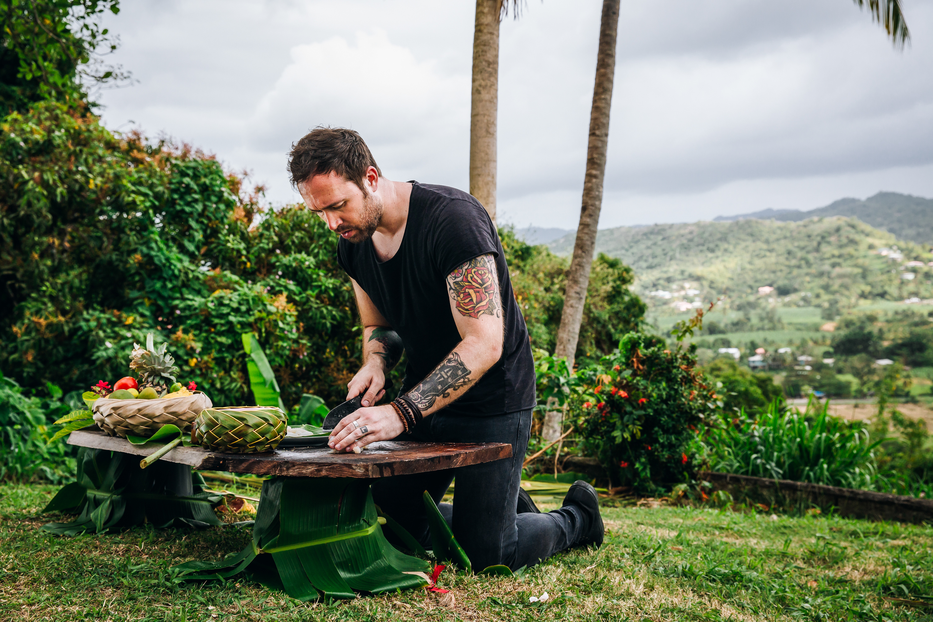 Dennis cooking outdoors