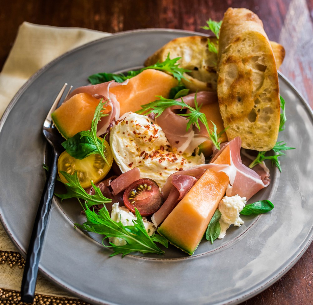 Cantaloupe Prosciutto Mozzarella salad