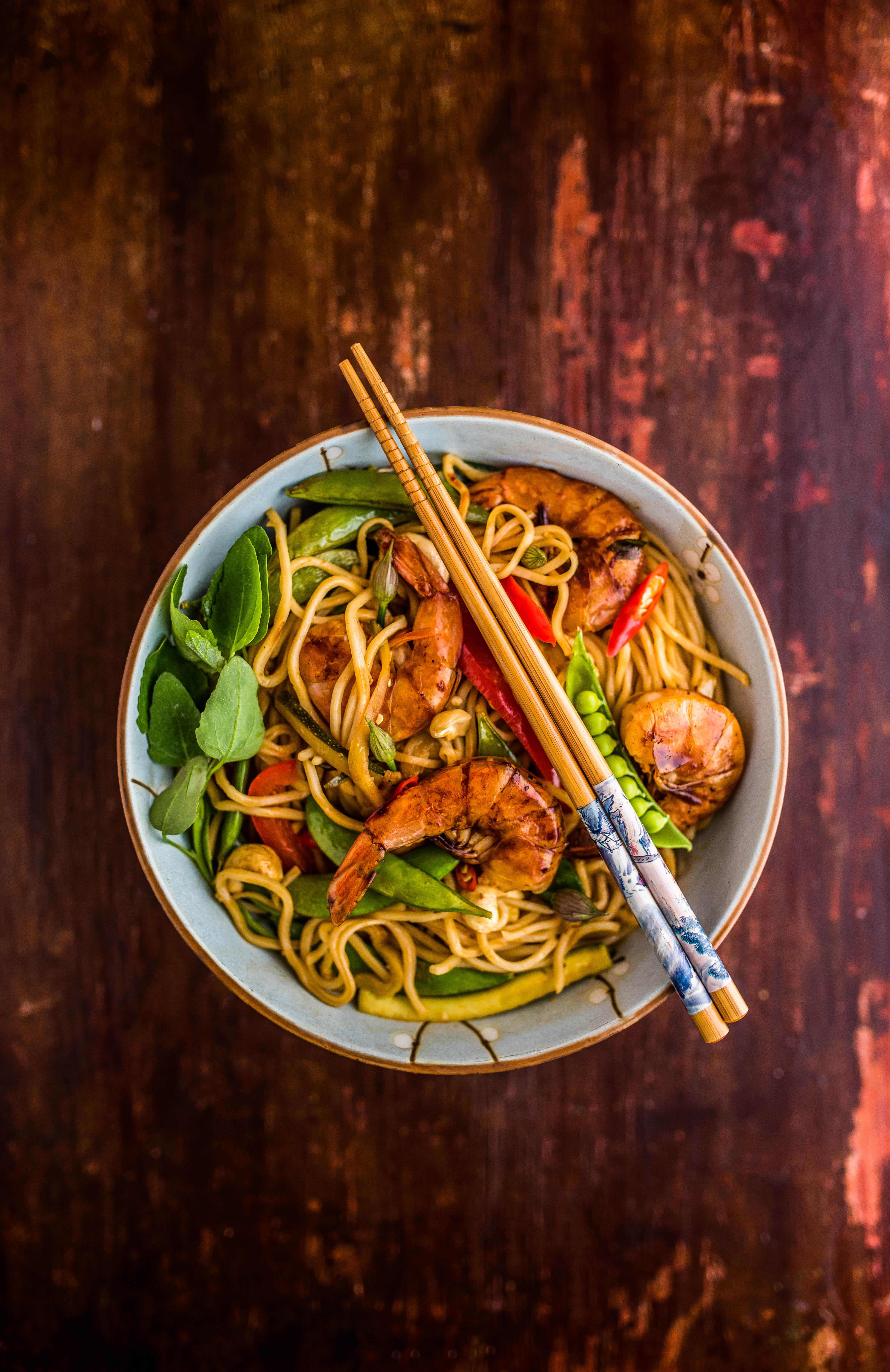 Grilled Shrimp Noodle Stir-fry