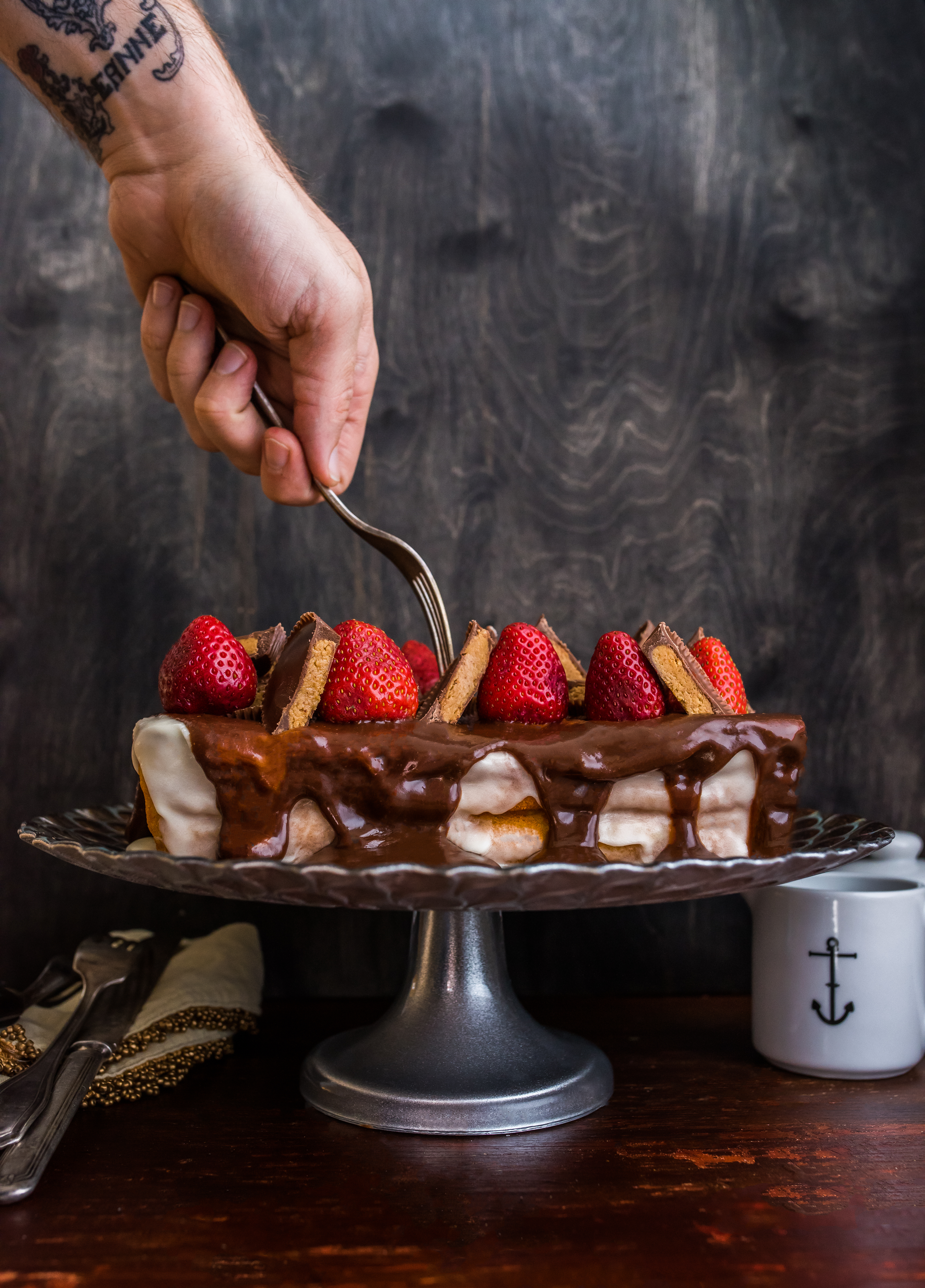 Strawberry Peanut Butter Cup Cake