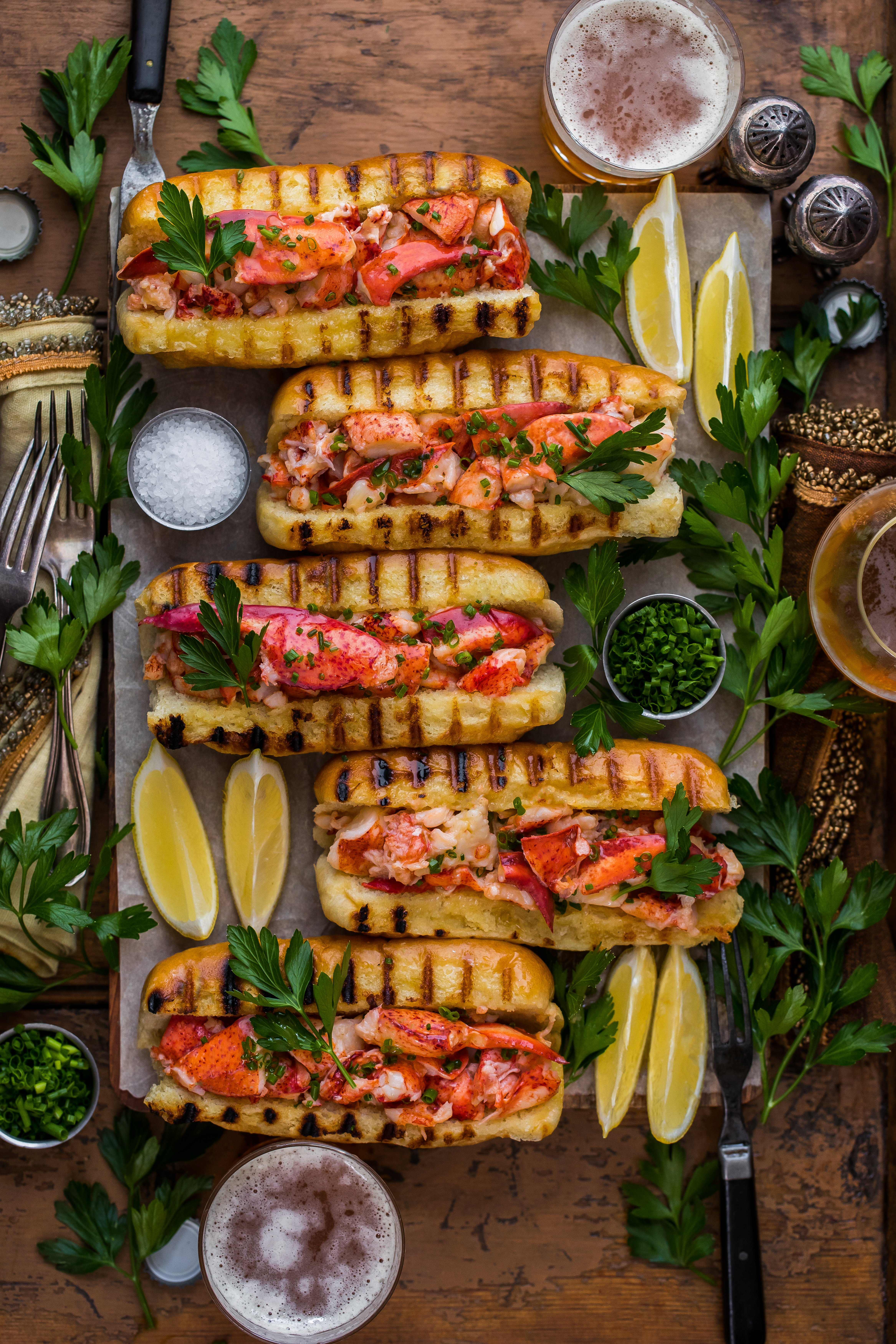 Lemon Garlic Butter-Poached Lobster Rolls