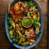 Coffee & Coriander Rubbed Grilled Turkey Breast with Potatoes Wedges and Grilled Jalapeno Salsa 
